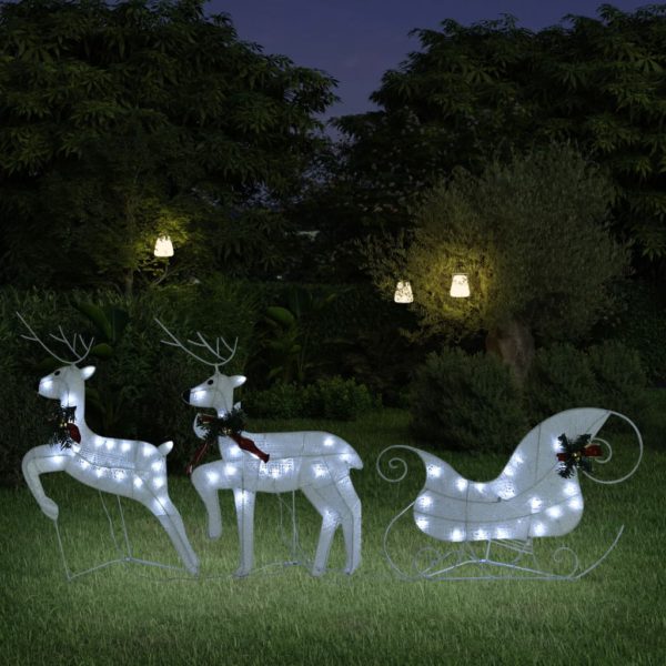 Reinsdyr og slede julepynt 60 lysdioder utendørs hvit
