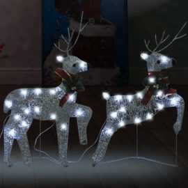 Julereinsdyr 2 stk sølv 40 LED