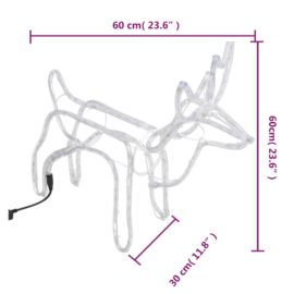 Julereinsdyrfigur varmhvit 60x30x60 cm