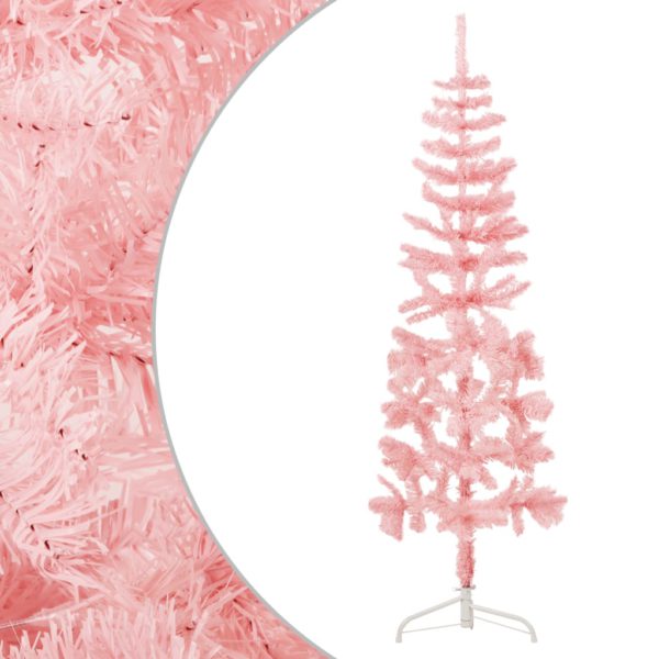 Kunstig halvt juletre med stativ tynt rosa 120 cm