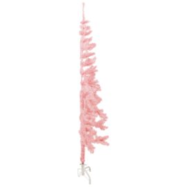 Kunstig halvt juletre med stativ tynt rosa 150 cm