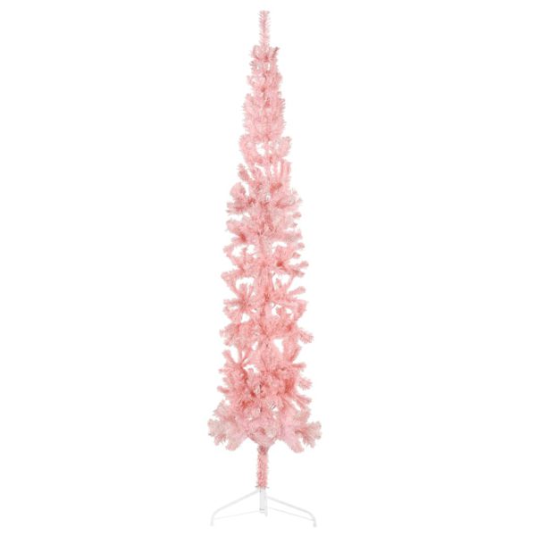 Kunstig halvt juletre med stativ tynt rosa 210 cm