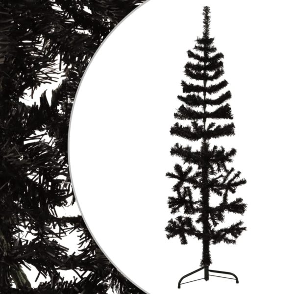 Kunstig halvt juletre med stativ slankt svart 120 cm