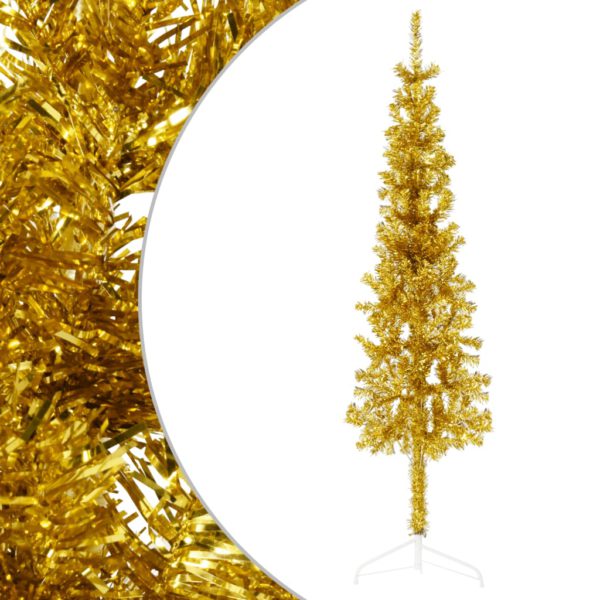 Kunstig halvt juletre med stativ tynt gull 120 cm
