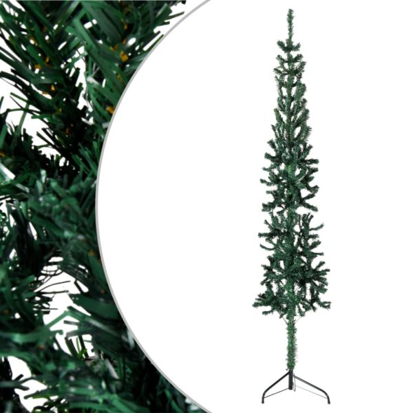 Kunstig halvt juletre med stativ slankt grønn 150 cm