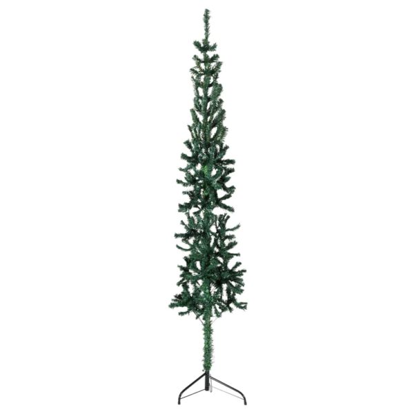 Kunstig halvt juletre med stativ slankt grønn 210 cm