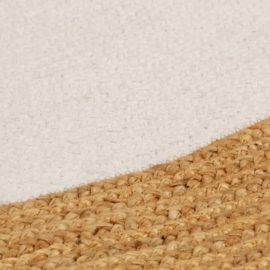 Teppe flettet hvit og naturlig 90 cm jute og bomull rund