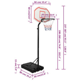 Basketballstativ hvit 237-307 cm polyeten