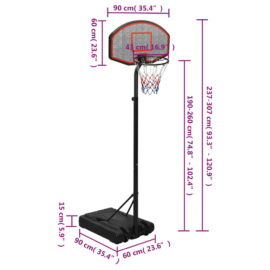 Basketballstativ svart 237-307 cm polyeten