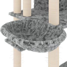 Kattetre med klorestolper i sisal lysegrå 191 cm