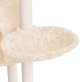 Kattetre med klorestolper i sisal kremhvit 108,5 cm