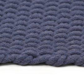 Teppe rektangulær marineblå 80×160 cm bomull