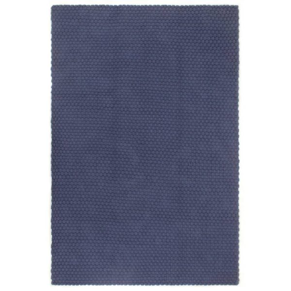 Teppe rektangulær marineblå 160×230 cm bomull