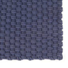 Teppe rektangulær marineblå 180×250 cm bomull