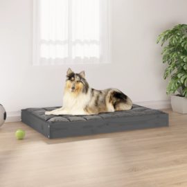 Hundeseng grå 91,5x64x9 cm heltre furu