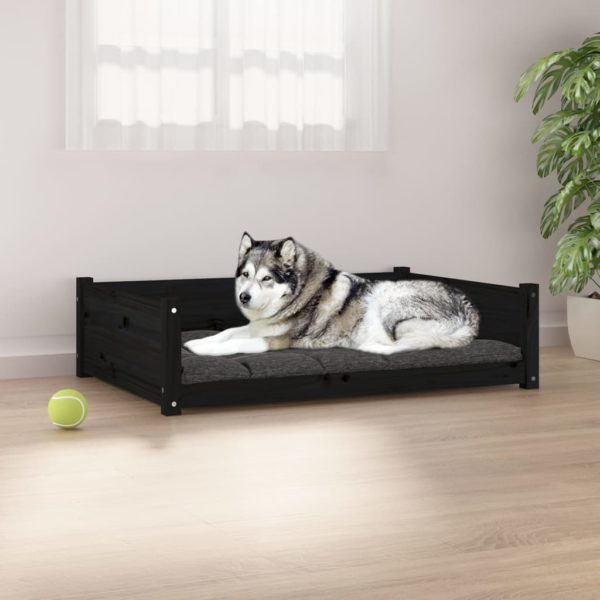 Hundeseng svart 105,5×75,5×28 cm heltre furu