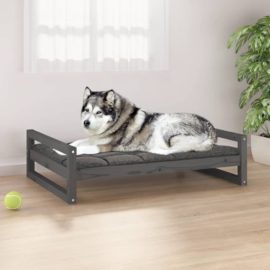 Hundeseng grå 105,5×75,5×28 cm heltre furu