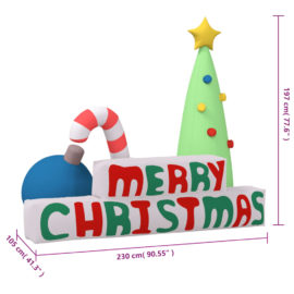 Oppblåsbar dekorasjon Merry Christmas med lysdioder 197 cm