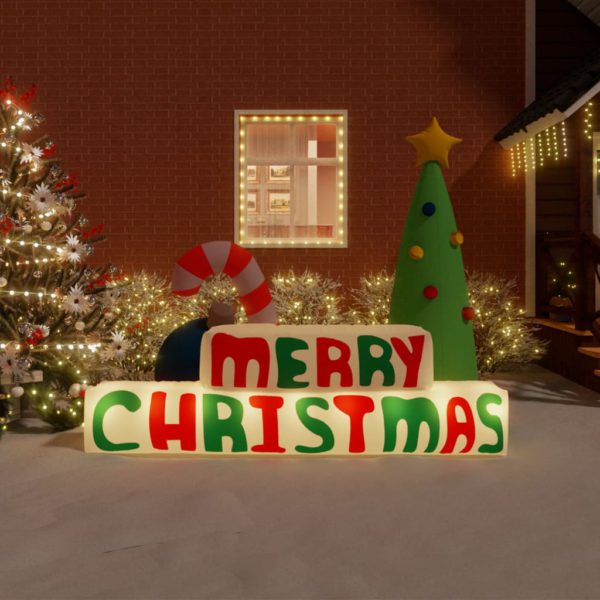 Oppblåsbar dekorasjon Merry Christmas med lysdioder 197 cm