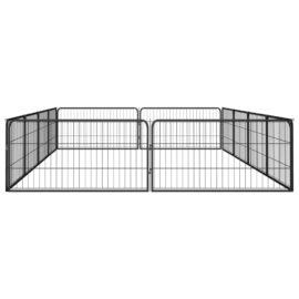 Hundegrind med 12 paneler svart 100×50 cm pulverlakkert stål