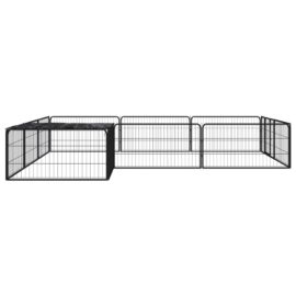Hundegrind med 12 paneler svart 100×50 cm pulverlakkert stål