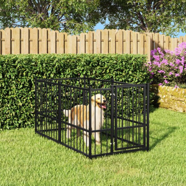 Hundebur svart 193,5x97x100 cm stål