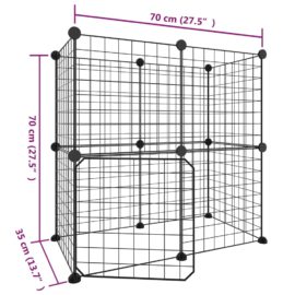 Dyrebur 12 paneler med dør svart 35×35 cm stål