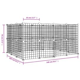 Dyrebur 28 paneler med dør svart 35×35 cm stål
