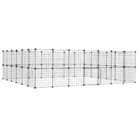 Dyrebur 52 paneler med dør svart 35×35 cm stål