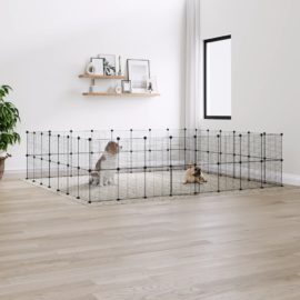 Dyrebur 60 paneler med dør svart 35×35 cm stål