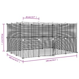 Dyrebur 28 paneler med dør svart 35×35 cm stål