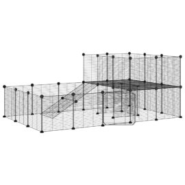 Dyrebur 36 paneler med dør svart 35×35 cm stål