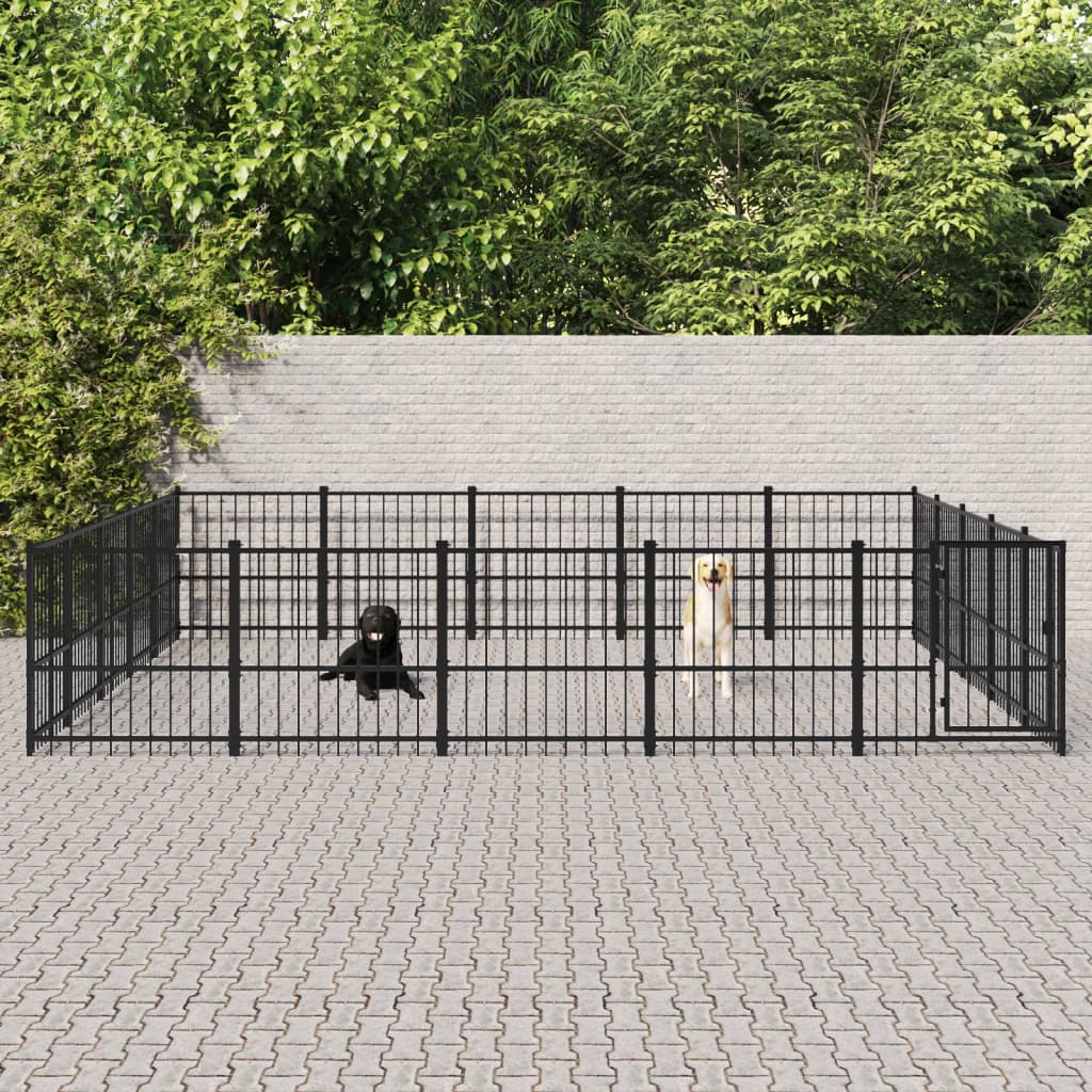 Utendørs hundegård stål 23,52 m²