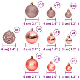Julekuler 100 stk rosa og rose 3 / 4 / 6 cm
