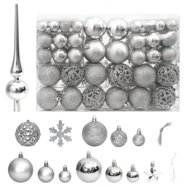 Julekulesett 111 deler sølv polystyren