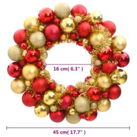 Julekrans rød og gull 45 cm polystyren