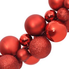 Julekulekrans rød 175 cm polystyren