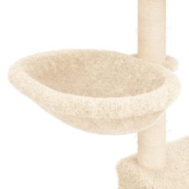 Kattetre med klorestolper i sisal kremhvit 83 cm