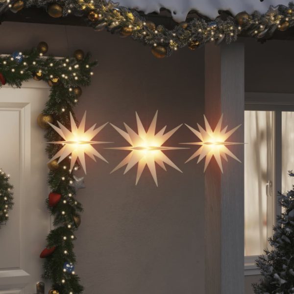 Julelys med LED 3 stk sammenleggbar hvit