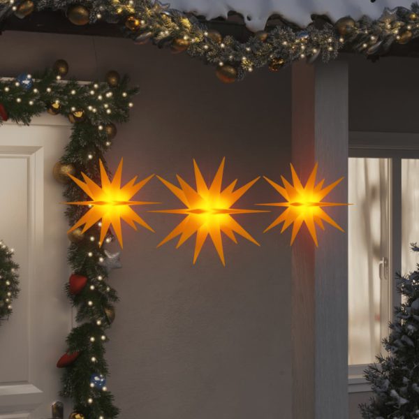 Julelys med LED 3 stk sammenleggbar gul