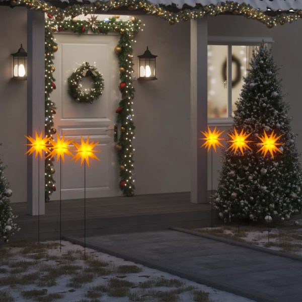 Julelys med plugger og LED 3 stk foldbar gul 35 cm