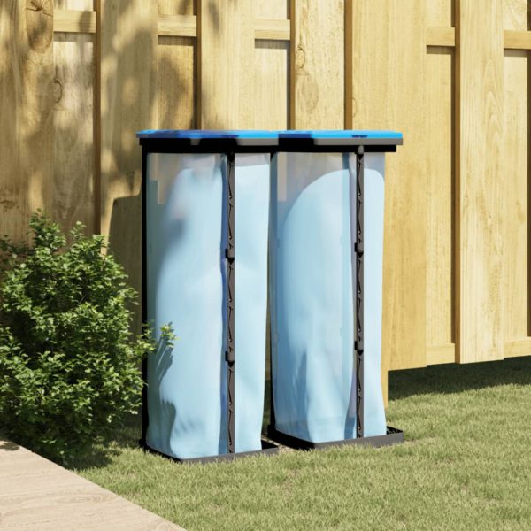 Søppelposeholdere 2 stk svart og blå 120 L PP