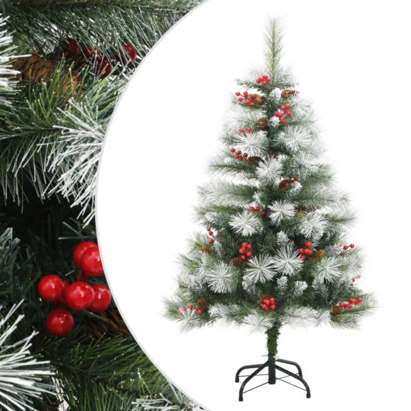 Kunstig hengslet juletre med kongler og bær 120 cm