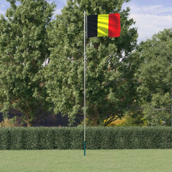 Belgisk flagg og stang 6,23 m aluminium