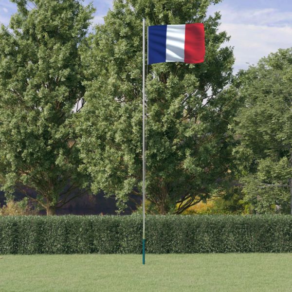 Fransk flagg og stang 6,23 m aluminium