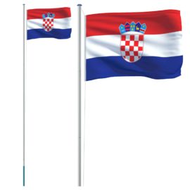 Kroatisk flagg og stang 6,23 m aluminium