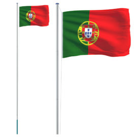 Portugisisk flagg og stang 6,23 m aluminium