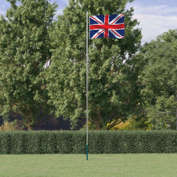 Britisk flagg og stang 6,23 m aluminium
