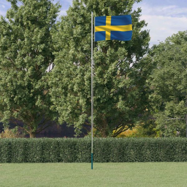 Svensk flagg og stang 6,23 m aluminium