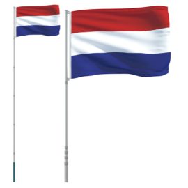 Nederlandsk flagg og stang 5,55 m aluminium